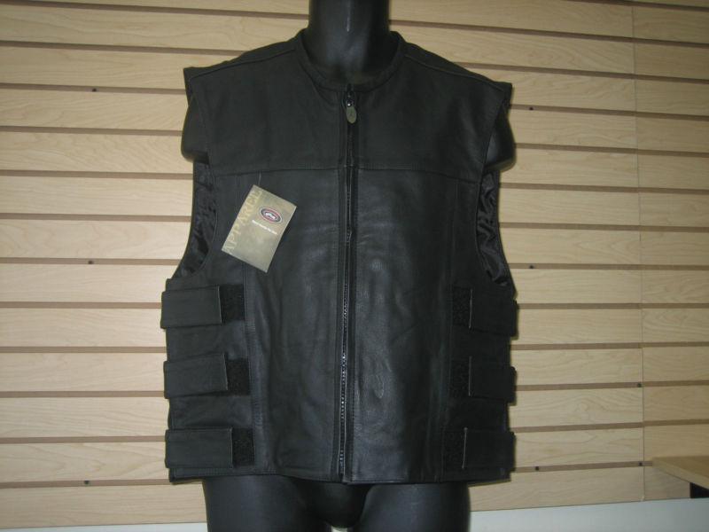 River road harrier tac classic leather riding vest adult men's medium black