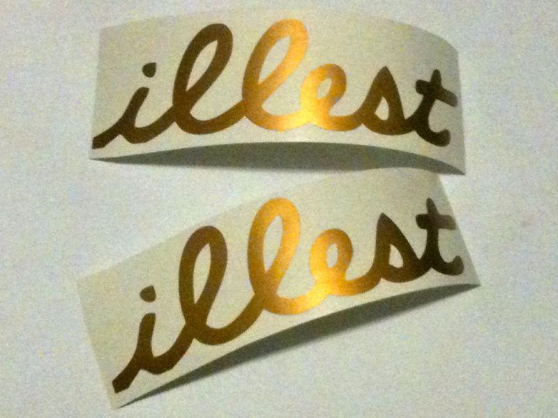 Illest sticker  - gold - set of 2! 7"x2" vinyl decal jdm euro skateboard stance