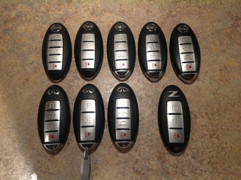 Lot of 9 nissan infiniti smart keyless entry remote oem 07-12 wholesale   