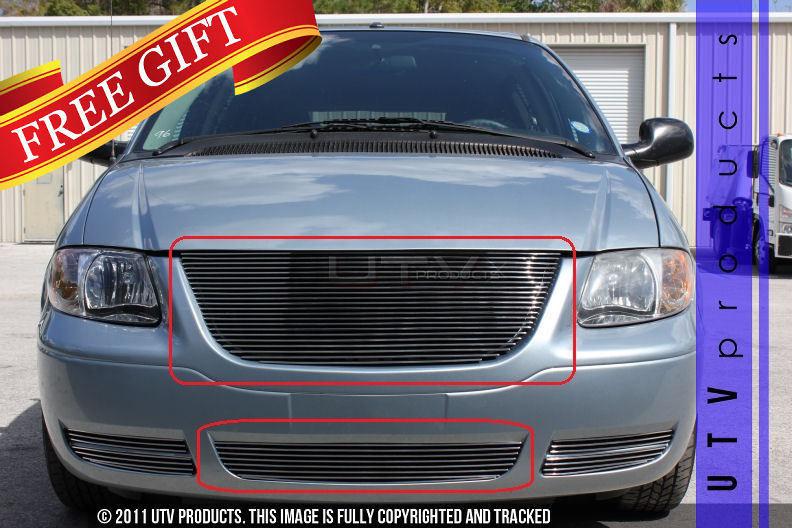 2005 - 2007 chrysler town & country upper & bumper 2pc chrome billet grille kit