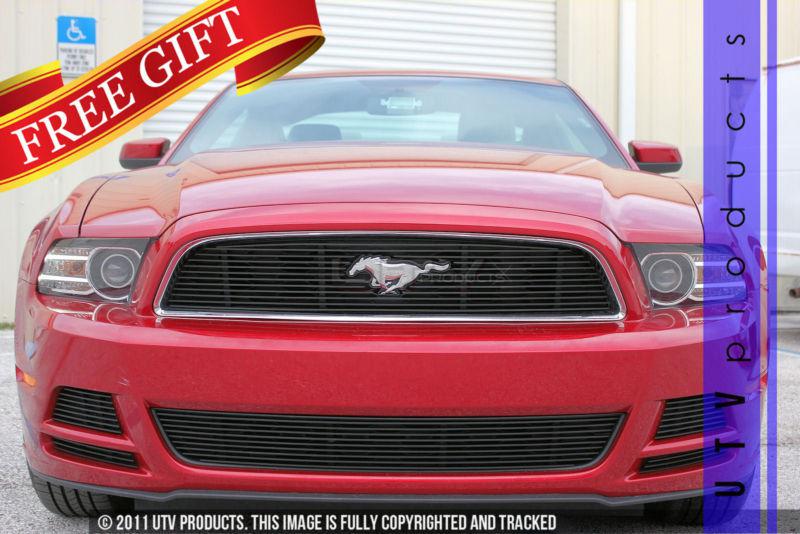 2013 - 2014 ford mustang v6 upper/bumper/accents 6pc combo black billet grille