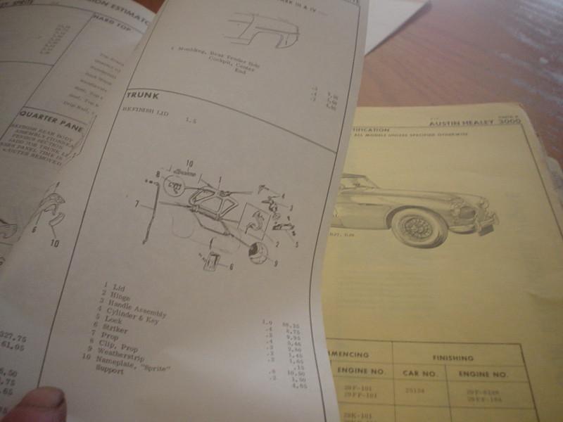 Triumph tr4 tr4a 1964 65 66 67   body parts list frame crash sheet 