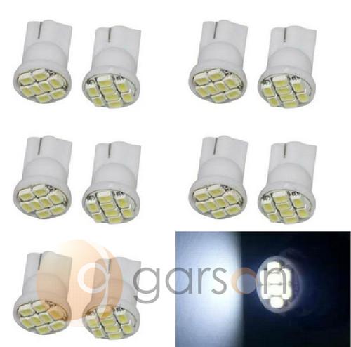 10xt10 car 8 led 3020 smd w5w 194 168 wedge side light bulb lamp 12v white