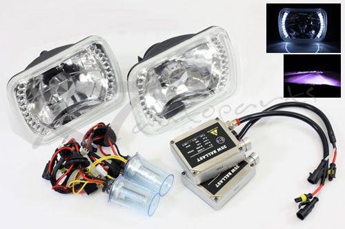 7x6 h6014/h6052/h6054 white led ring headlights+12000k purple bi-xenon hid combo