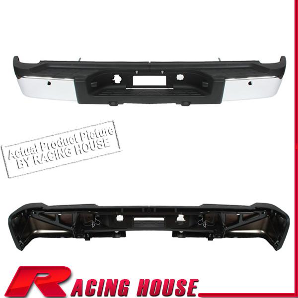 Rear step bumper bar w/ pad 07 08-11 silverado sierra 2500 3500 w/ sensor chrome