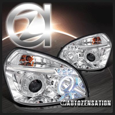 For 05-09 hyundai tucson chrome led halo projector headlights