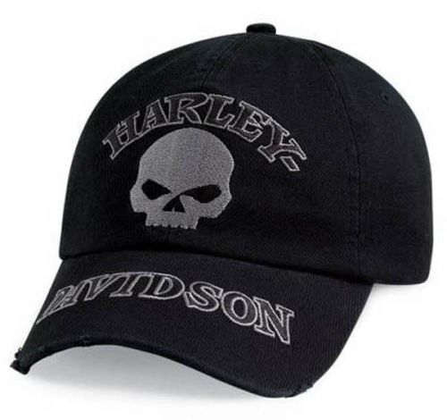 Harley-davidson frayed willie g washed black baseball cap hat