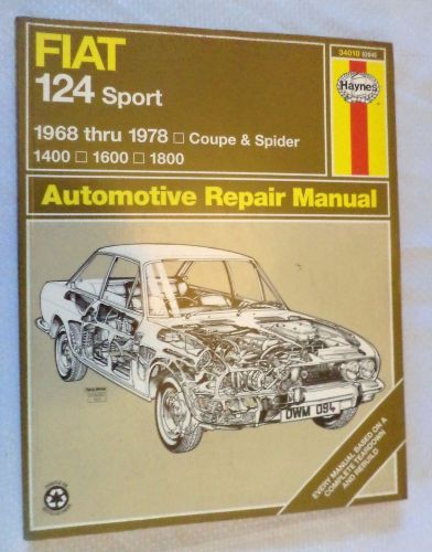 Great condition~haynes 34010 service repair manual fiat 124 sport 1968 thru 1978