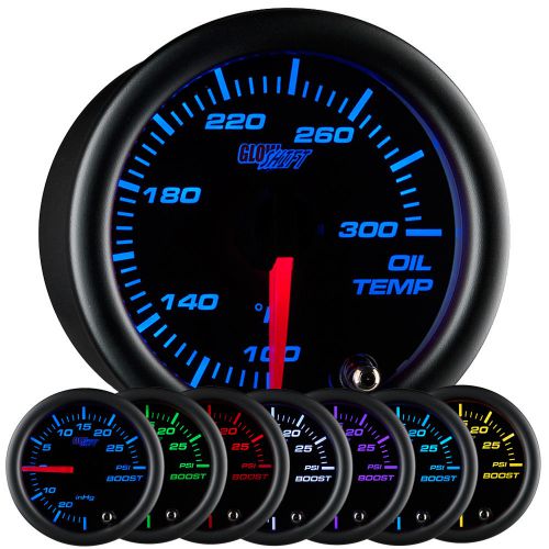 52mm glowshift black 7 color oil temp temperature °f gauge meter w oil sensor