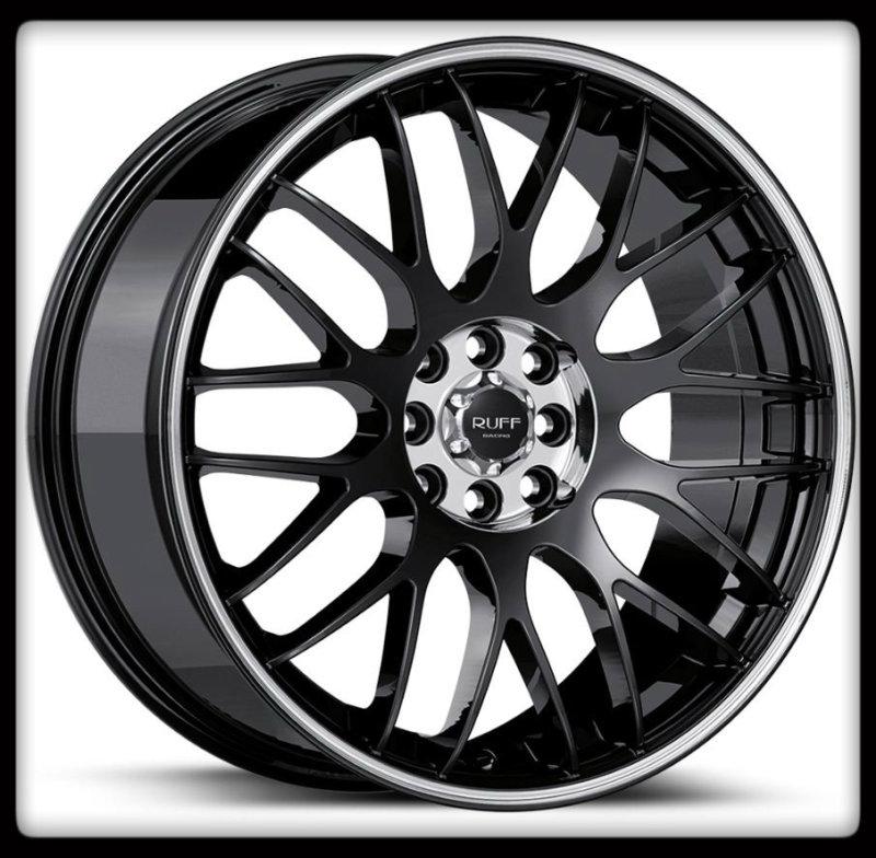 17" x 7.5" ruff racing r355 flat black machined mustang matrix golf wheels rims