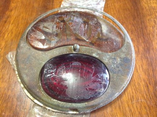 Lqqk! vintage early tail stop brake light lamp lens w bezel face