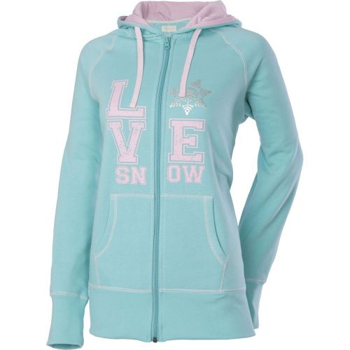 Divas snowgear love snow womens zip up hoodie mint green/white