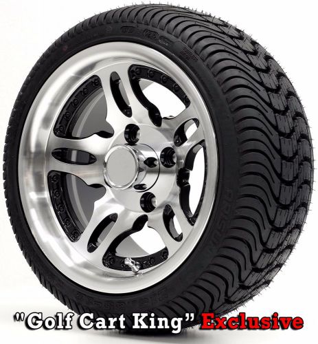 Golf cart 12&#034; mach/black &#034;dagger&#034; wheels and 215/35-12 dot low profile tires