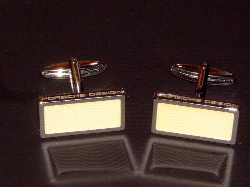 Porsche design p&#039;3400 sterling silver cufflinks w/white lacquer. nibwl&amp;s.