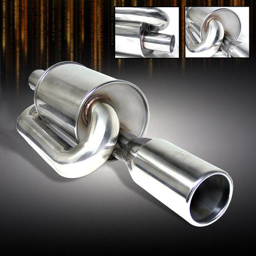 Twin loop silver sport racing loud deep sound axle back 3.5" muffler exhaust