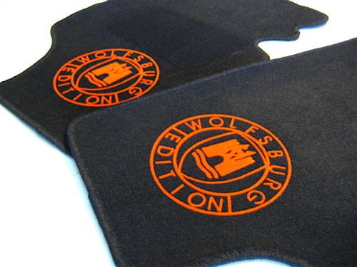 Black/orange ed. wolfsburg floor mats for vw t4 multivan