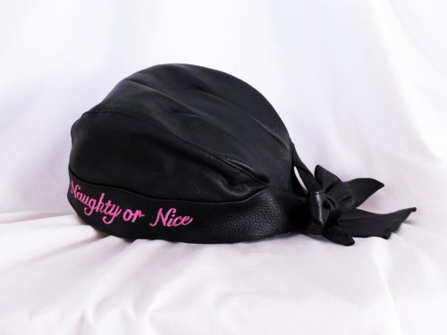 For the lady biker - embroidered leather do-rag