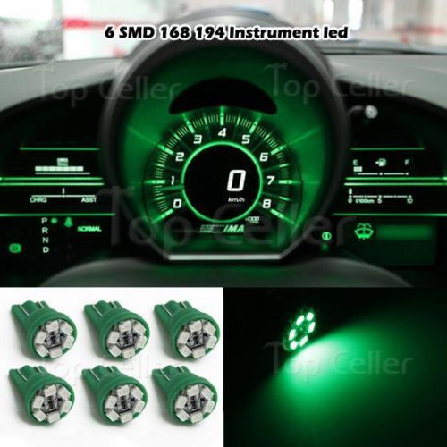 6x bright green t10 wedge gauge cluster instrumental speedometer led light bulb