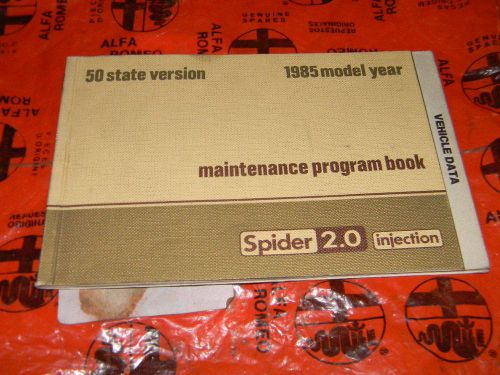 Alfa romeo spider  1985 maintenance program manual