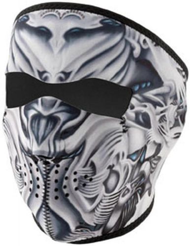 New zan headgear biomechanical adult neoprene full-mask, white/black, one size