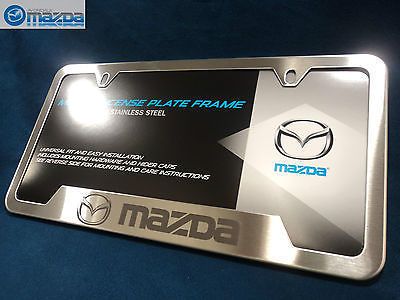 Mazda oem brushed stainless steel license plate frame