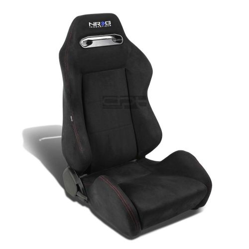 Nrg black suede reclinable sports racing seats+universal sliders passenger side