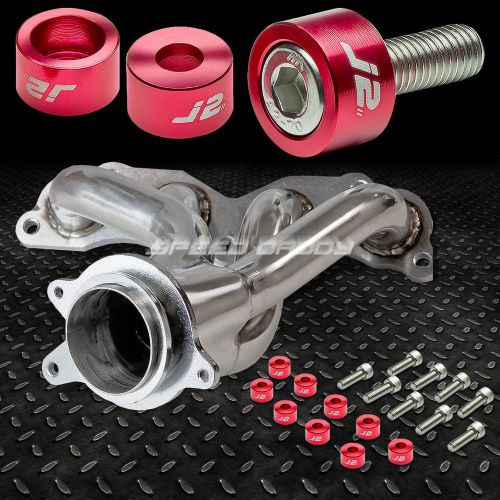 J2 for 02-06 rsx/dc5 type-s exhaust manifold header+red washer cup bolts