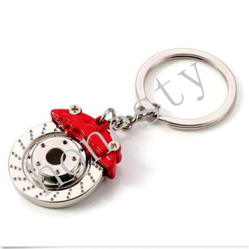 Fashion mini jdm car parts tuning red brake disc shape keychain keyring