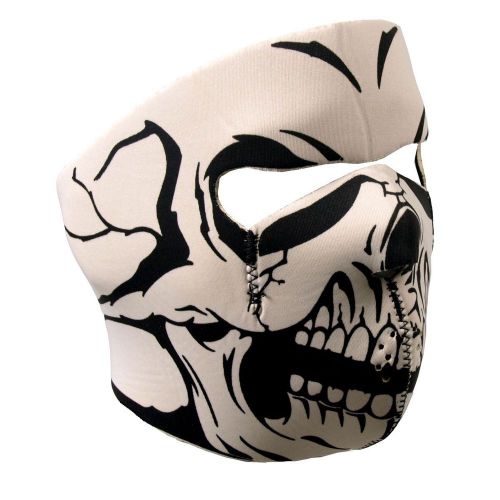 White &amp; black skull full face mask motorcycle paintball snowboarding ski biker