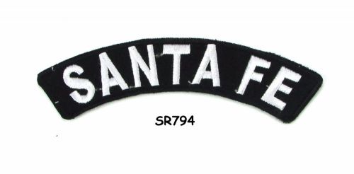 Santa fe white on black small rocker iron on patches for biker vest jacket