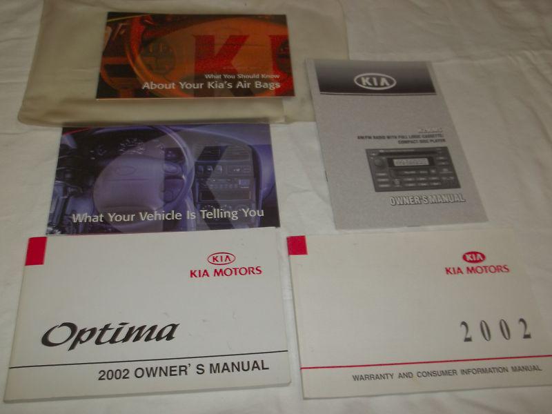 2002 kia optima owner manual 6/pc.set & clear plastic dealer case.free s/h 