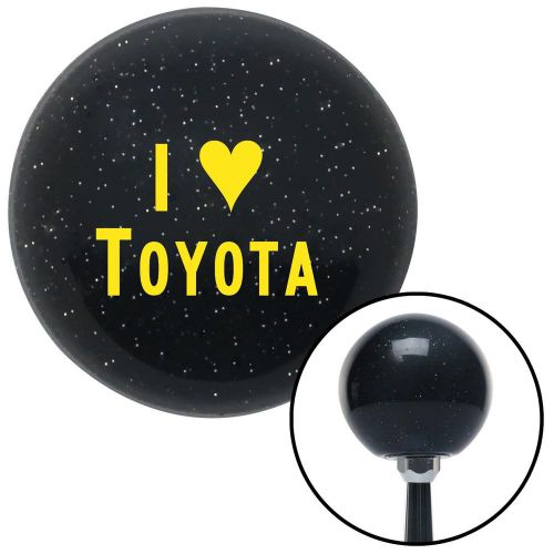 Yellow i &lt;3 toyota black metal flake shift knob with m16x1.5 insertleather stick