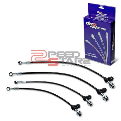 Integra da1/da3 black pvc coat stainless hose brake lines/cable front+rear drum