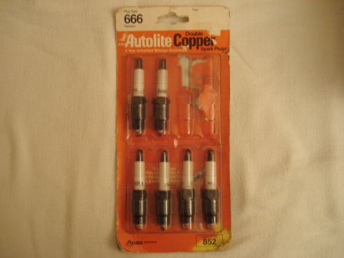 Six (6) spark plug-copper resistor autolite 666 new old stock