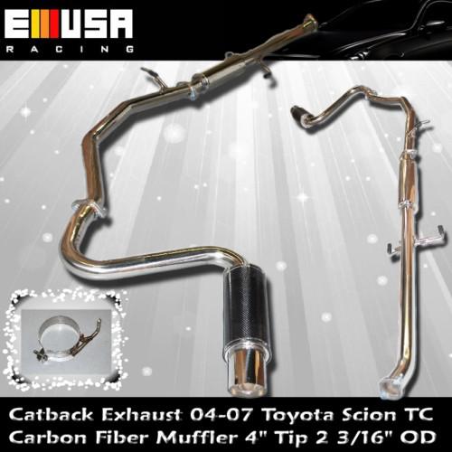 Catback exhaust 2004 2005 2006 2007 toyota scion tc 2 3/16" od carbon fiber