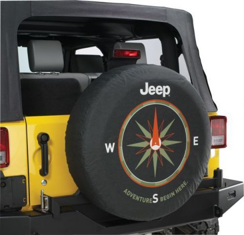 Jeep wrangler &#034;adventures begin here&#034; spare tire cover 31 inch mopar oem