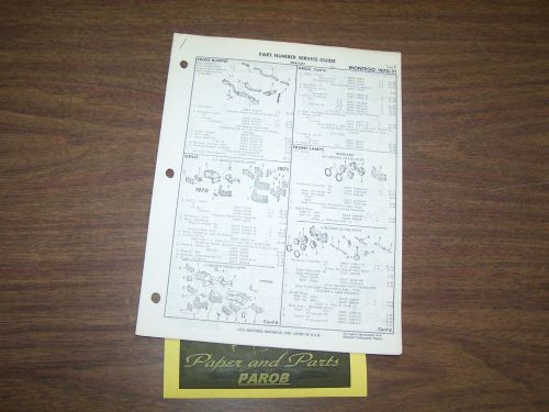 1970 1971 mercury montegeo factory oem part number list