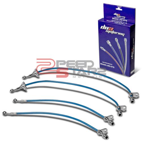 Stainless brake line/hose pvc coat 4p for 97-01 acura integra gsr/type-r blue