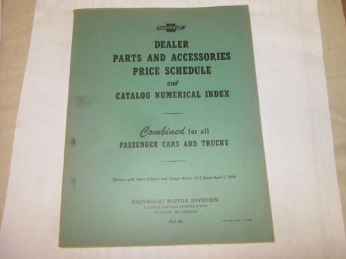 1960 chevy price schedule catalog impala bel air corvette truck nos gm parts