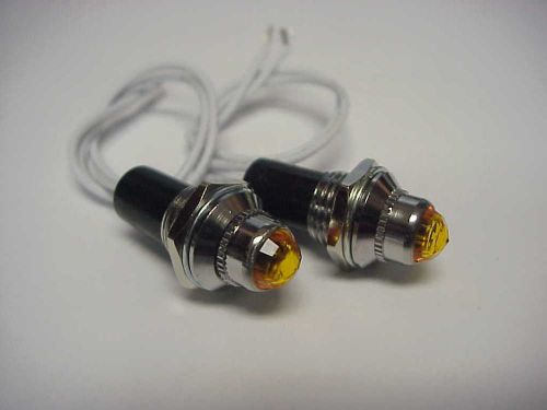 Vintage style amber  jeweled dash lights pair hot rod rat gasser aircraft