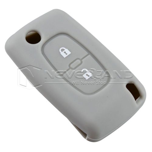 Gray for peugeot 307 407 207 107 silicone remote key case cover fob 2 button