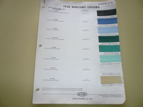 1958 mercury dupont duco delux color chip paint sample - vintage