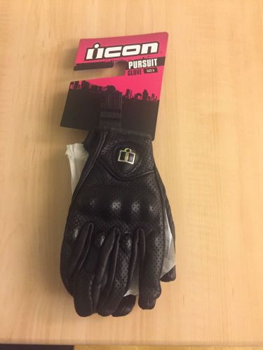 Icon womens pursuit gloves black perforated leather motorcycle riding size small