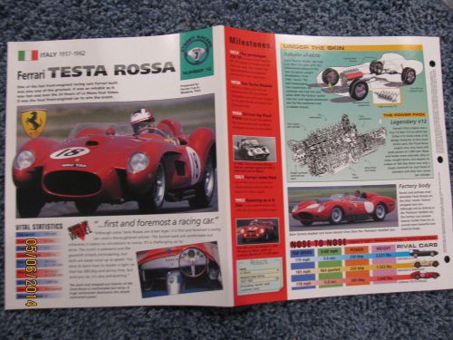 ★★ ferrari testa rossa 250tr -  collector brochure -  specs info 1957 - 1962 ★★