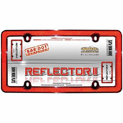 Cruiser accessories 30436 red reflector ii, red/chrome license plate frame