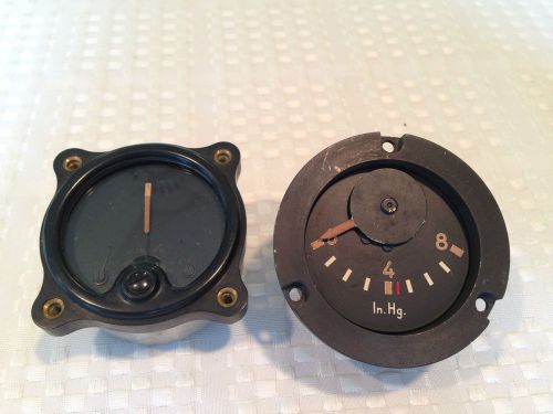 Rare vtg lot of 2 aircraft airplane manifold pressure &amp; weston model 606 gauges