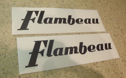 Flambeau vintage outboars motor decals 7&#034; 2-pk black free ship + free fish decal