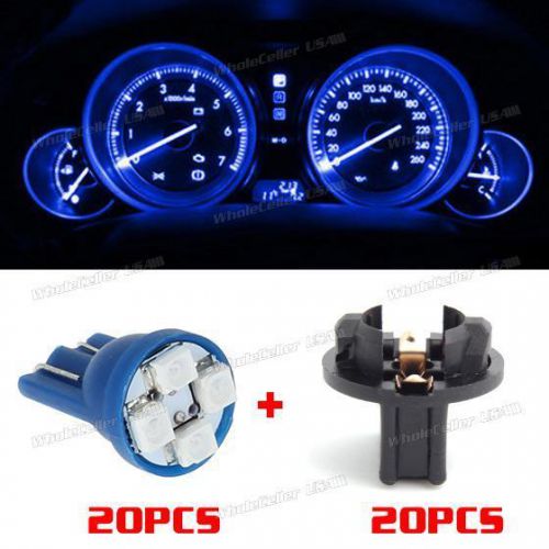 20x blue pc168 smd instrument panel led light bulbs t10 twist lock socket