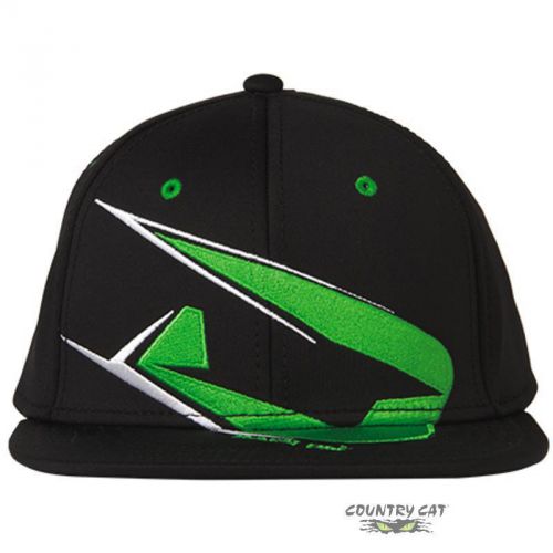 Drift racing adult big &#034;d&#034; flat brim baseball cap hat - black / green - 5245-502