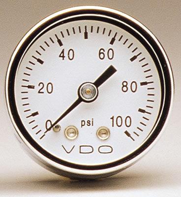 Vdo mini mechanical pressure gauge 1 1/2" dia white face 153003